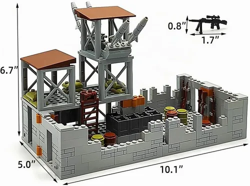 Vista 6 de Conjunto de bloques de construcción de base militar ZHX para accesorios de guerra de minifiguras del ejército, torre de guardia de base de defensa