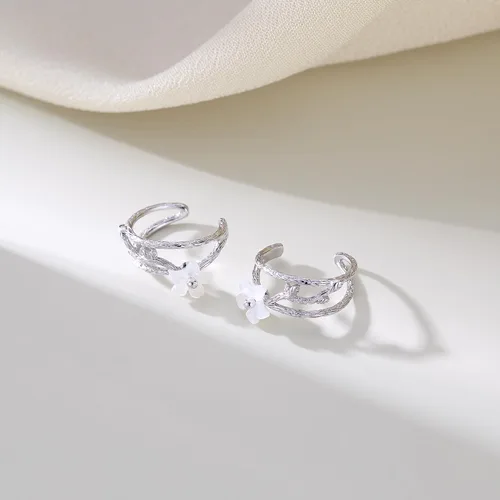 Vista 6 de Reffeer Aretes de plata de ley 925 maciza con clip para cartílago, para mujeres, adolescentes, hélix, sin perforación