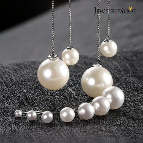 Vista 6 de JewelrieShop Aretes de perlas sintéticas, hipoalergénicos, colgantes para mujer