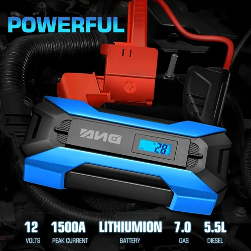 Vista 3 de DNA MOTORING 12V 1500A 15000 mAh Arrancador de batería portátil para auto, paquete de cargadores de batería, caja de puente, para hasta 7.0L de gas