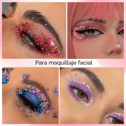 Vista 6 de Canvalite 18000 piezas de diamantes de imitación para la cara, gemas multicolores para ojos, cabello y uñas con pegamento de maquillaje de secado