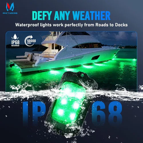 Vista 5 de MICTUNING Q1 RGBW Luces LED Rock, 4 Módulos de Color Puro Underglow Neón Iluminación Multicolor con Kit de Interruptor de Cableado, Controlador