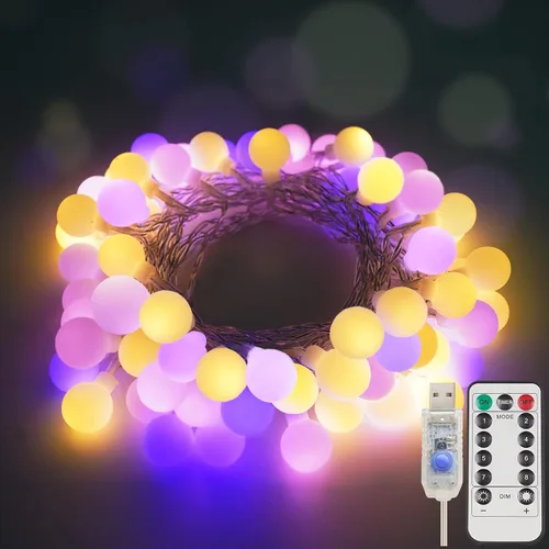 Vista 22 de Suddus Cadena de Luces de Globo para Dormitorio, 100 Luces de Hada Alimentadas por Batería LED, Luces de Cadena de Interior para Aula, Patio
