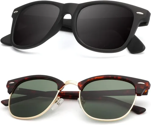 Vista 75 de KALIYADI Gafas de sol polarizadas para hombres y mujeres, marco semi sin montura, para conducir con bloqueo UV A01-(1 Pack) Tortuga Mate G15
