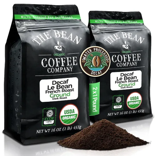 Vista 41 de The Bean Organic Coffee Company - Grano Aloha DECAF procesado con agua (avellana hawaiana), tostado medio, café molido, bolsa de 16 onzas, Café
