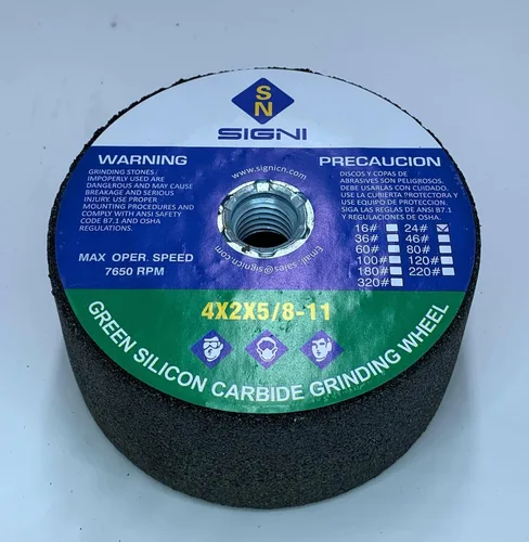 Vista 8 de SIGNI Piedra de amolar verde de 4 pulgadas con rosca 5/8-11 (grano 24)