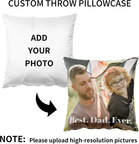 Vista 4 de Easycosy Funda de almohada de terciopelo personalizada, 12 x 12 pulgadas, foto y texto personalizados, dos lados, regalo del día del padre