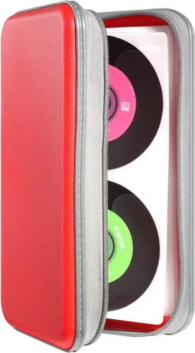 Vista 17 de UENTIP Funda para CD, capacidad para 96 CD, de plástico duro, cartera protectora para CD/DVD, para coche, hogar, viajes (96, negro) CD DVD
