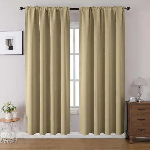 Vista 48 de CUCRAF Cortinas opacas de 45 pulgadas de largo, juego de 2 paneles para dormitorio, bolsillo para cortinero, cortinas de oscurecimiento