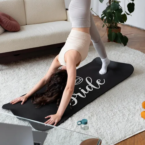 Vista 6 de Brosash Tapete de yoga para novia y novio, extra grueso y antideslizante, con correa de transporte para gimnasio en casa, estiramiento