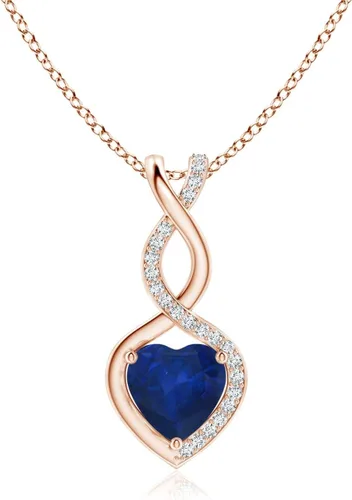 Vista 15 de Angara Heart-Shaped Blue Sapphire Infinity Pendant with Diamond Accents Oro Rosa