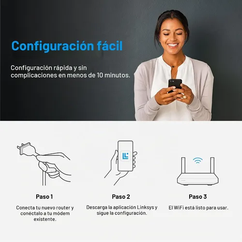 Vista 3 de Linksys Router Mesh WiFi 6 Conecta más de 35 dispositivos Hasta 2,700 pies cuadrados Velocidades de hasta 5.4 Gbps LN3121-AMZ Lanzamiento