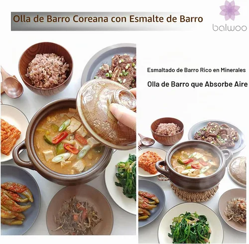 Vista 7 de Olla Coreana [Buncheong] Esmaltado en Loza Natural Ttukbaegi, Olla de Cerámica de Arcilla Natural, Olla de Loza Resistente al Calor, Tazón de Piedra