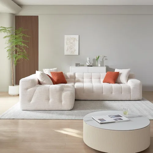 Vista 2 de Sofá modular en forma de L con diván, moderno sofá modular con asiento profundo, sofás tapizados para sala de estar y dormitorio, no requiere montaje