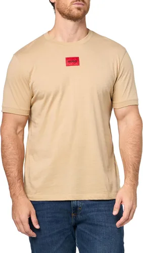 Vista 22 de Hugo Mens Ribbed Crew Neck Regular Fit Center Logo T-Shirt Blanco (Chalk White)