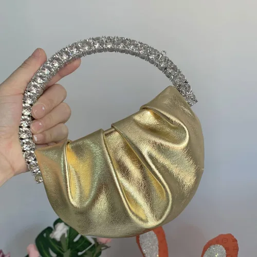 Vista 5 de Mini Glitter Diamond Handle Handbag Circular Evening Crossbody bag Sparkly Bride Wedding Party Prom Purses For Women