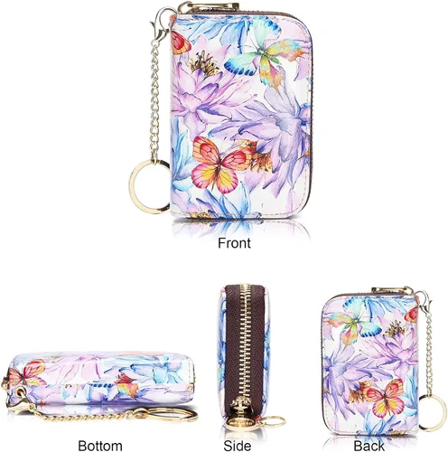 Vista 2 de APHISON - Tarjetero con protección RFID, carteras , funda para tarjetas de cuero con cremallera para mujerniñacaja regalo