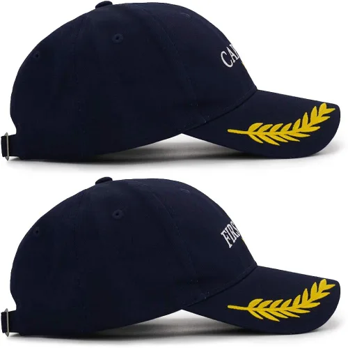 Vista 3 de Captain Hat & First Mate Matching Skipper Boating Baseball Caps Nautical Navy Marine Sailor Hats