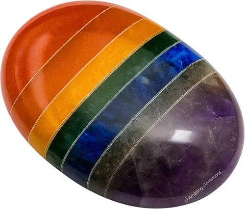 Vista 2 de Piedras de Siete Chakras de Amazing Gemstone y Piedras Curativas - Grandes Piedras de Palma de Cristal - Cristal para Buena Suerte, Energía Positiva