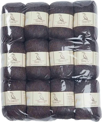 Vista 30 de Ovillo de lana de merino para tejer (3 capas) suave y ligero de 150g para ganchillo (Beige)