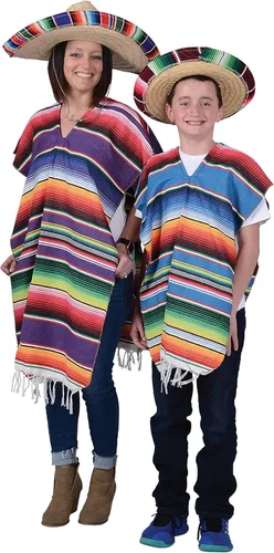 Vista 5 de GiftExpress Sombrero de niño con ribete de serape, sombrero de paja para Cinco de Mayo, disfraz mexicano de Serape