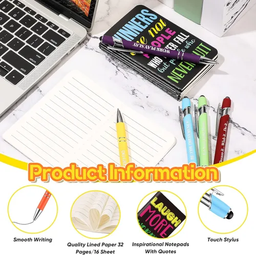 Vista 3 de 60 bolígrafos inspiradores con citas de tinta negra, cuaderno motivacional, bloc de notas inspiradoras, mini cuadernos de bolsillo, bolígrafos