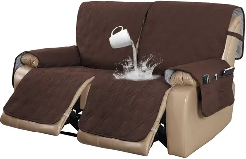 Vista 13 de Turquoize Funda impermeable para silla reclinable pequeña para mascotas reclinables, fundas acolchadas para sofá para cuero antideslizante Beige