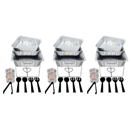 Vista 6 de Party Essentials - Kit de servicio para fiesta con calientaplatos y utensilios para servir, kit de repuestos, latas de combustible para calentar Kit