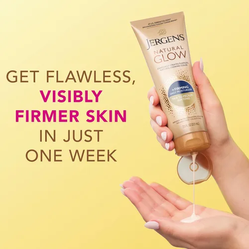 Vista 6 de Jergens Natural Glow +Loción corporal autobronceadora reafirmante, tono de piel claro a medio, hidratante bronceador sin sol con colágeno
