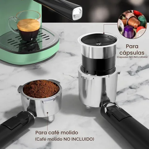 Vista 8 de Electactic Máquina de café espresso de 20 bares, cafetera profesional de acero inoxidable con pantalla LCD, tanque de agua extraíble de 45 onzas