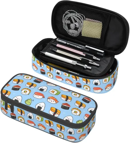 Vista 14 de Estuche para lápices con lunares rosados de fresa de gran capacidad, bolsa de papelería con cremallera, soporte portátil para bolígrafos