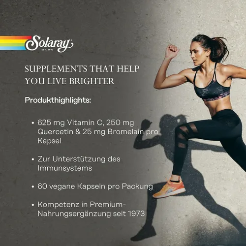 Vista 3 de SOLARAY Quercetina, bromelina y vitamina C, 60 cápsulas vegetales