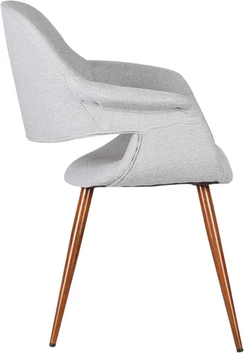 Vista 4 de Armen Living Silla de comedor Phoebe en tela gris y acabado de madera de nogal