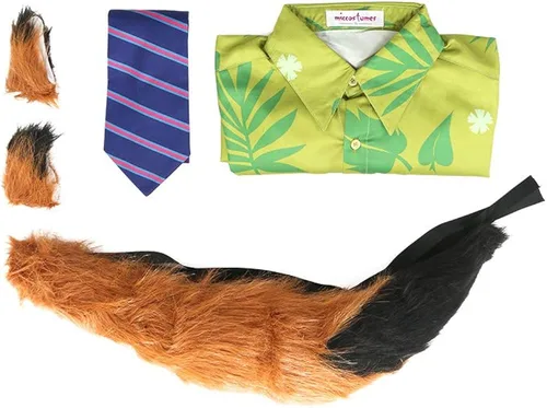 Vista 3 de miccostumes Disfraz de zorro para hombre con corbata de cola y orejas