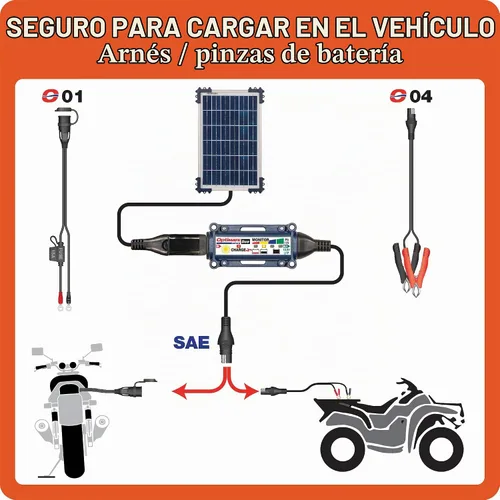 Vista 8 de Optimate Solar Duo 10 W, TM522-D1, 6 pasos 12 V/12.8 V 0.83 A resistente a la intemperie, cargador y mantenedor de ahorro de batería solar