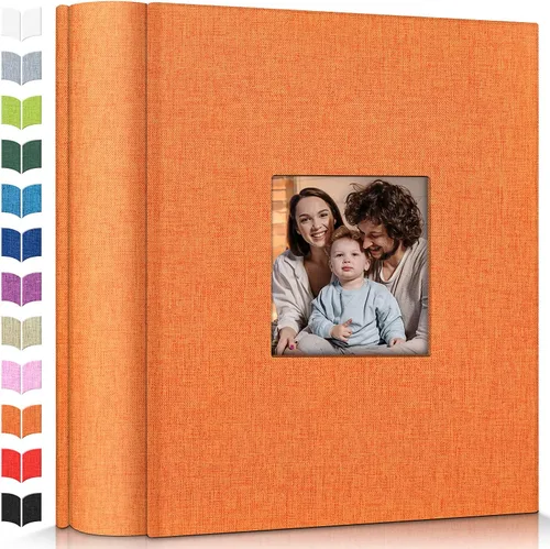 Vista 47 de Álbum de fotos Artfeel 4x6 con 100 bolsillos, álbumes de fotos deslizables, libro de memorias con cubierta de lino y ventana frontal, libro de fotos