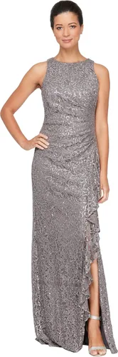 Vista 7 de Alex Evenings Women's Long Sleeveless Mother of the Bride Dress W/Cascade Ruffle & Front Slit (Petite and Regular Sizes)