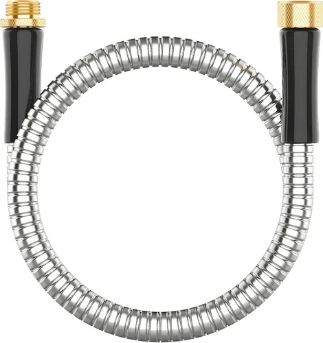 Vista 15 de Manguera de jardín de metal corta de 1 pie, adaptador de extensión de manguera pequeña de acero inoxidable para carrete de manguera, tubo de agua