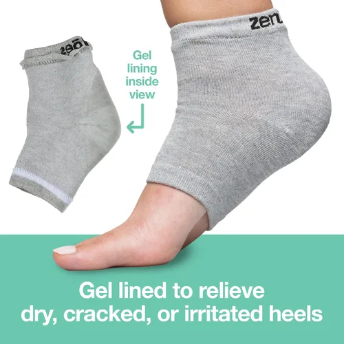 Vista 4 de ZenToes Calcetines hidratantes para tacones secos agrietados, anchos algodón gris