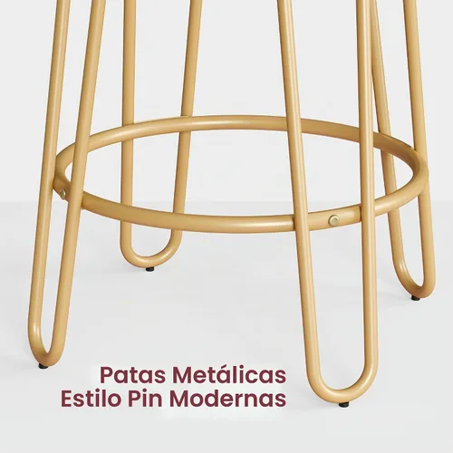 Vista 7 de Yaheetech Juego de 2 taburetes de bar, taburetes de terciopelo con patas