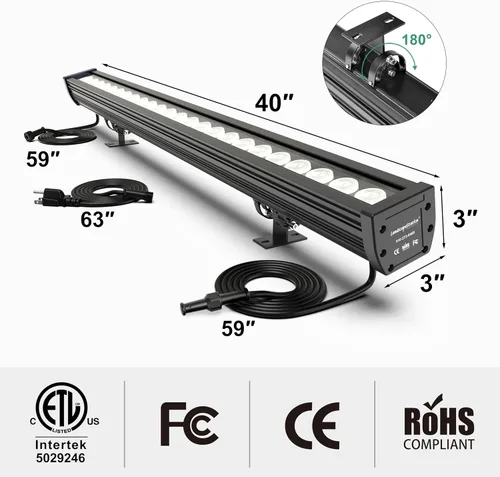 Vista 2 de Luz LED inteligente enlazable para lavado de pared, 168 W RGB+CW que cambia de color, luces de barra inteligente con control grupal e individual