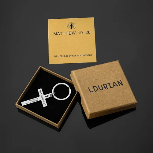 Vista 5 de Ldurian Llavero de la Santa Biblia de la Fuerza - Llavero de cruz religiosa para niñas, hija, madrina