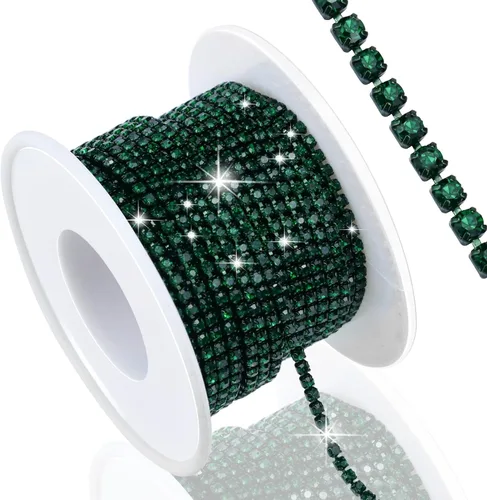 Vista 12 de Dowarm Cadena de cierre de diamantes de imitación de cristal de 10 yardas de 0.079 pulgadas para coser Crocs zapatos, ropa, vasos, cadena de Azul