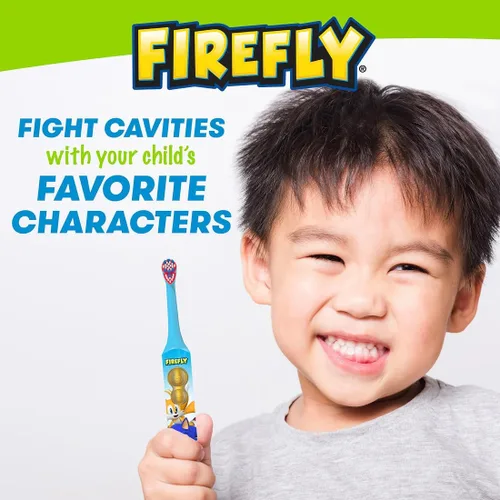 Vista 2 de FIREFLY Clean N' Protect, cepillo de dientes Sonic The Hedgehog con cubierta higiénica 3D, cerdas suaves de primera calidad, mango de agarre