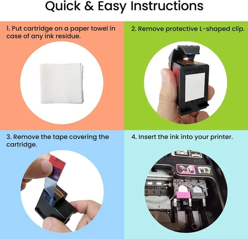 Vista 5 de Mirone Cartuchos de tinta remanufacturados de repuesto para HP Ink 65 65XL para cartuchos HP 65, paquete combinado negro para impresoras Deskjet