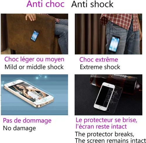 Vista 8 de Protector de pantalla anti azul para iPhone 5/5s/5c, 2.5D Edge 9H Película protectora de vidrio templado para iPhone SE (2016)-4