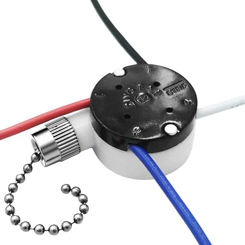 Vista 8 de Interruptor para ventilador de techo Zing Ear ZE-208s E89885 de 3 velocidades con 4 cables, cadena de control con 4 cables preinstalados, parte
