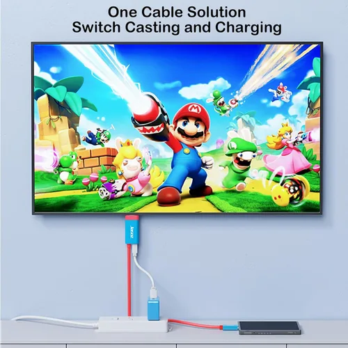 Vista 3 de KAGO Cable USB C a HDMI para Nintendo SwitchSwitch OLED, salida 4K HD de 6.6 ft6.6 pies, puerto de carga PD de 100 W, cable adaptador de TV