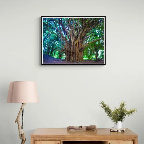 Vista 3 de YEEIFFD Kit de numeración de pintura 5D para bricolaje, árbol, Banyan, Hawaii, Maui, Kauai, paisaje, naturaleza, al aire libre, 12 x 16 pulgadas