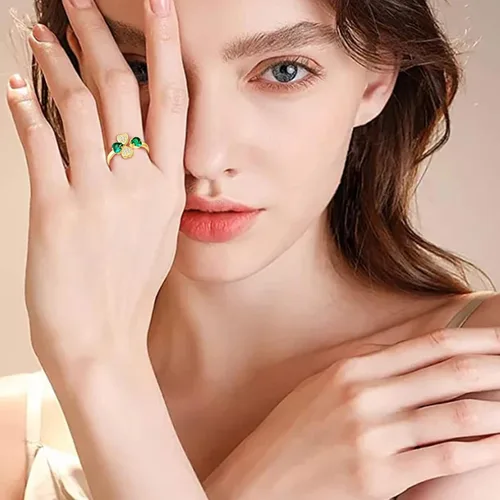 Vista 6 de Joyería irlandesa de trébol de cuatro hojas para mujer plata de ley 925, aretes de trébol del día de San Patricio, aretes de corazón verde, joyería